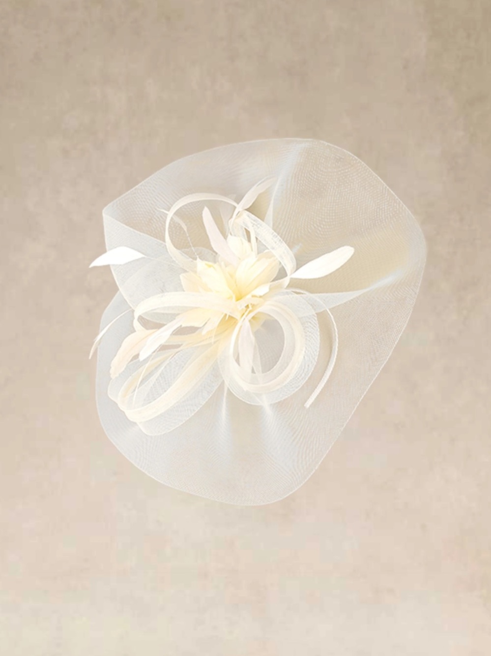 Fascinator Hat - Wavy Brim
Mesh Fascinator feather quill headband